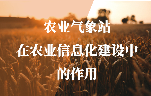 農(nóng)業(yè)氣象站在農(nóng)業(yè)信息化建設(shè)中的作用
